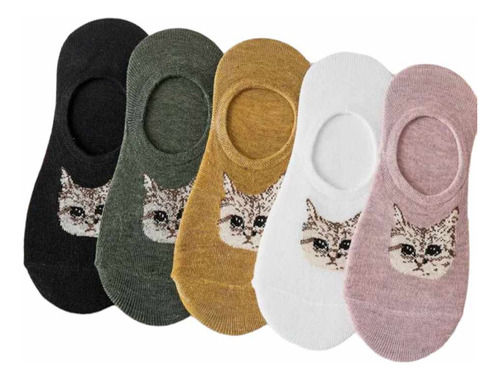 Calcetines Cortos Gato Gatito Tin Protector Michi 5 Pzas