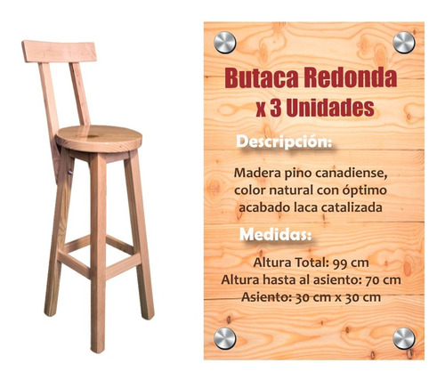 Butacones Sillas Bar 3 Unidades