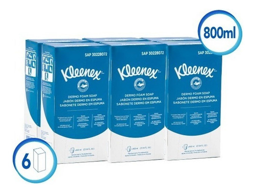 Jabón Kleenex Dermo En Espuma X 800 Ml - Caja X 6 Repuestos