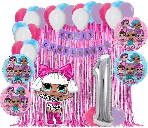 Globos Lol Surprise Moño Kit Decoración Cumpleaños Fiesta