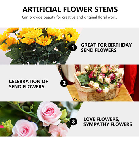 Hojas Para Flores Eternas, Tallo De Rosa Artificial, 40 Unid