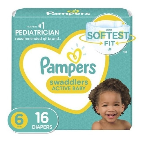 Pampers Swaddlers Active Baby Pañales, Tamaño 6, 16 Unidades