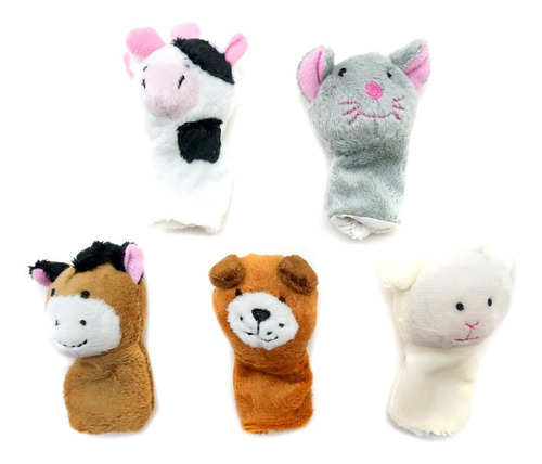 Imagen 4 de 10 de Titeres Dedo Set Animales Granja Mascotas Peluche Cuentos