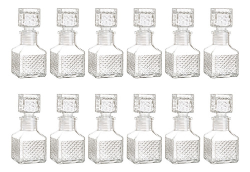 Set 12 Nano Licoreras Botella Rodas Vidrio Cristal 65ml