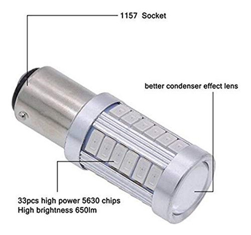 4 Piezas Rojas 1157 P21/5w Bay15d Superbrillantes 33 Smd 563