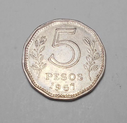Argentina 5 Pesos 1967 - Fragata Sarmiento - Casi S Circular