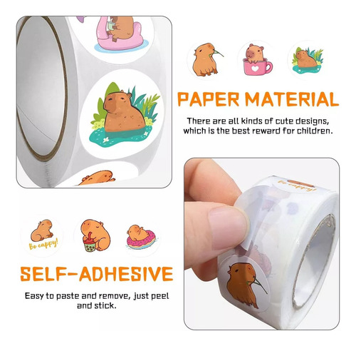 500 Pegatinas De Capibara 2,5 Cm Sticker Capibara Capybara Marrón Capibara