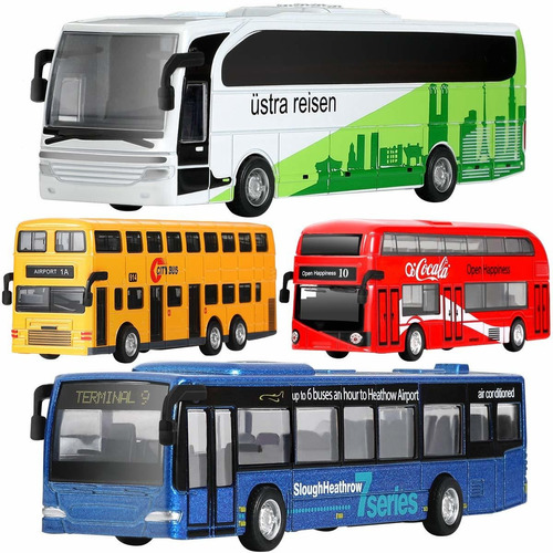Geyiie Bus Toys Set De 4 Coches De   De L Fundido A Ón...