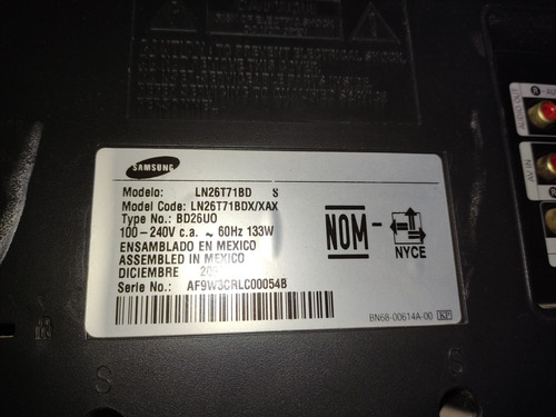 Pantalla Samsung Modelo Ln26t71bd Venta Por Piezas (Usado)
