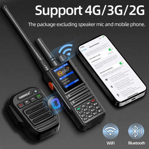 Abbree Gp-889 Rádio Analógico Uhf E 4g Poc Wi-fi E Bluetooth