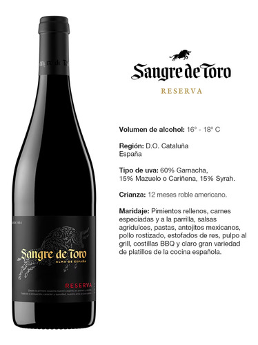 Vino Tinto Sangre De Toro Reserva 750 Ml.