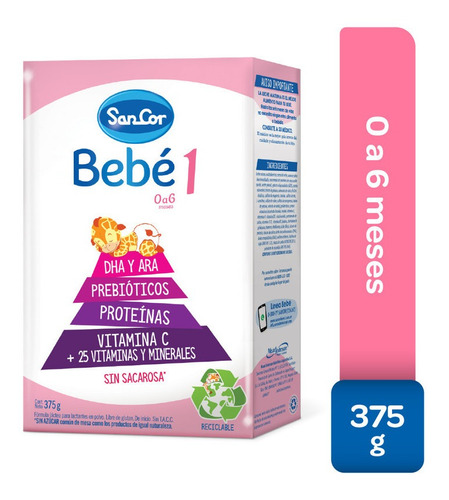 Sancor Bebe 1 Leche Infantil En Polvo 1 Caja X 375 Gramos