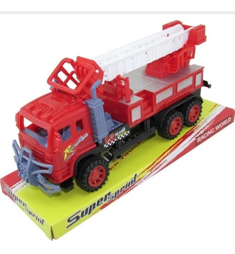 Camion Bombero A Friccion En Burbuja 29x10x14cm