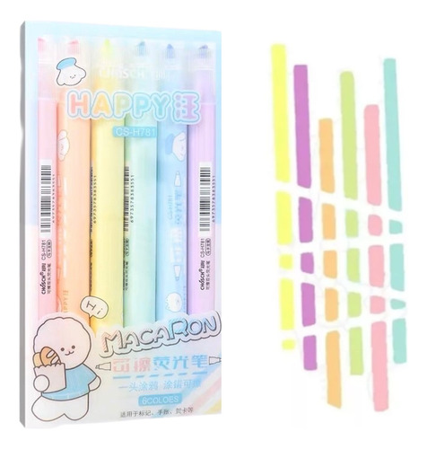 Set Marcatextos Borrables Mágicos Kawaii Pastel 6pz Marcador