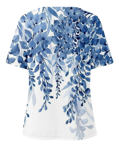 Top Con Botones Y Cuello En V De Manga Corta De Verano A La