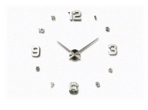 Reloj De Pared 3d Tamaño Mini 50  X  50cm Color Plateado 