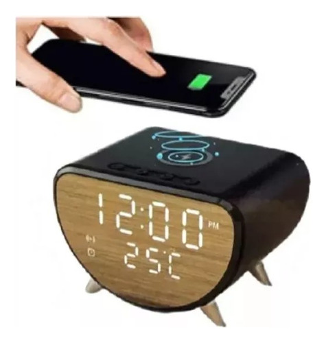 Reloj Despertador Con Cargador Inalámbrico Y Temperatura