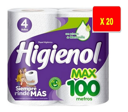Imagen 2 de 2 de Papel Higiénico Higienol Max 100 M X 2 Bultos