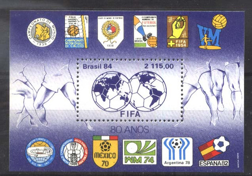 #9017 Brasil 1984 Futbol Copa Mundial De Futbol S/s Yv Bl 64