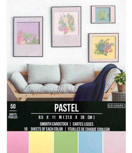 50 Hojas Cartulina Colores Pastel Tamaño Carta Scrapbooking