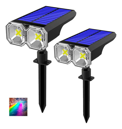 Lampara Solar Led Para Exterior Suelo Jardín Estaca X2 Rgb