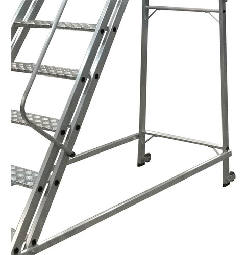 Escada Plataforma Nr12 2,50m 9 Degraus 2 Rodas Escaleve
