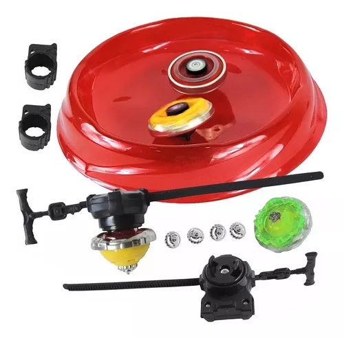 Kit Com 4 Peões Beyblade Metal + Lançador + Arena - Wild Top