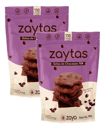Kit 2x: Biscoito Zaytas Gotas Chocolate Sem GlĂșten Zaya 80g