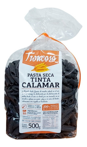 Fideos Penne Rigate Tinta De Calamar Troncoso 500 Gr