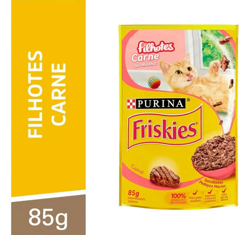 Friskies Sachês Para Gatos Filhotes Sabor Carne 85g