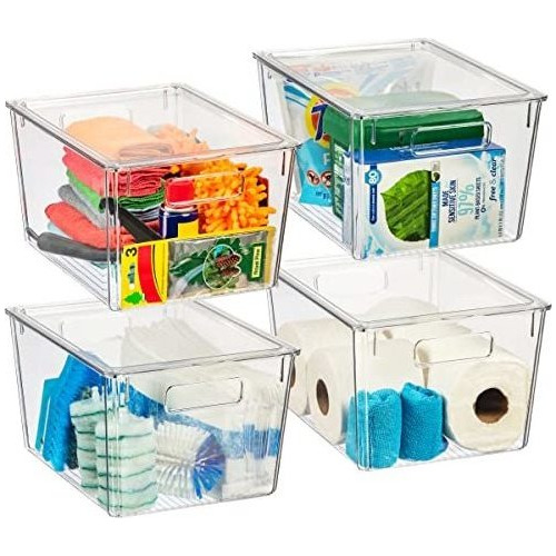 Plastic Storage Bins With Lids X-large    Kitchen Organ...