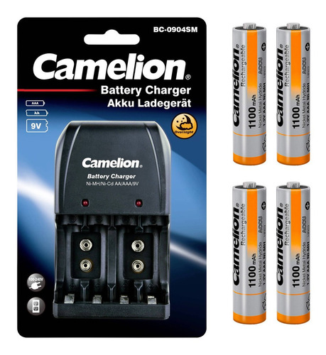 Cargador Camelion + 4 Pilas Aaa De 1100mah, Nuevos