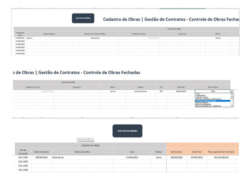 Planilha Completa Para Gestão D Contratos/ Controle D Obras