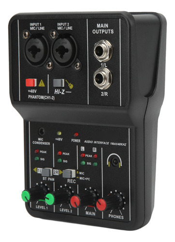 Mezclador De Audio De 2 Canales Usb 48v Phantom Power Compac