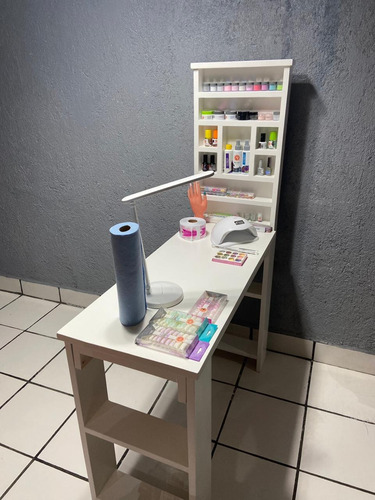 Esmaltero 3en1 Mesa Para Uñas,  Mesa Auxiliar, Madera Pino
