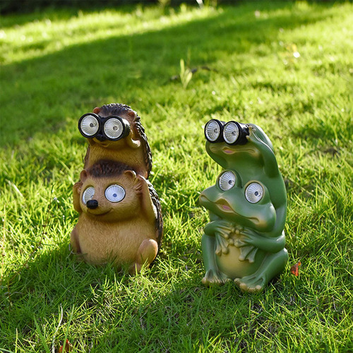 Figurita De Animales De Resina, Luces Led, Rana 9x9x17cm