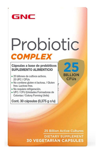 Gnc Probióticos Complex 25 Billones Ufc 30 Cápsulas