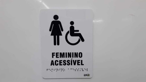 6pçs Placa Banheiro Feminino Acessível Braille E Relevo