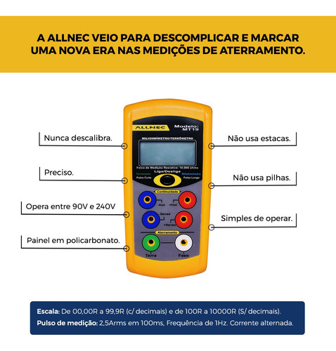 Miliohmímetro + Terrômetro Mt19, Pulso 2a!! Com Certificado.