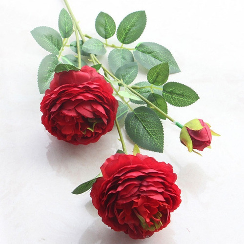 Planta Flor Artificial Peonia Decoracion Hogar 3 Flores