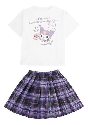 Set De Falda Plisada Cosplay Kuromi Jk Para Niños