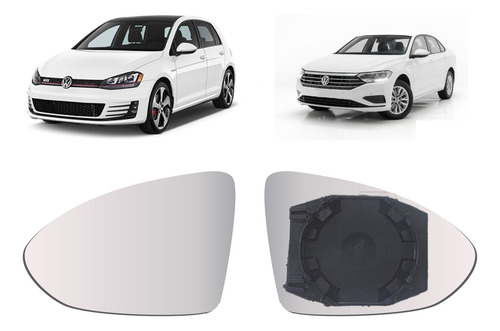 Lente Espelho Retrovisor C/ Base Golf 15 Jetta Lado Esquerdo