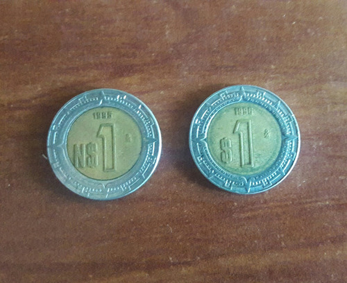 Monedas De  Mexico 1 Nuevo Peso Y 1 Peso.