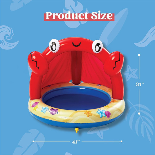 Sloosh Piscina Para Niños Con Dosel, Regadera Inflable De Ca