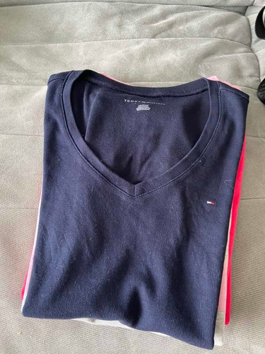 Remera Algodon Elastizado Escote En V Tommy Hilfiger