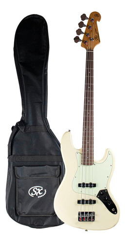 Contrabaixo 4c Sx Sjb62vwh Jazz Bass Branco Vintage Com Bag