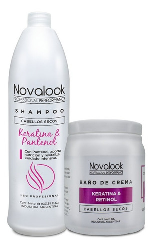 Shampoo Baño D Crema Novalook X2 Keratina Retinol Kit Grande
