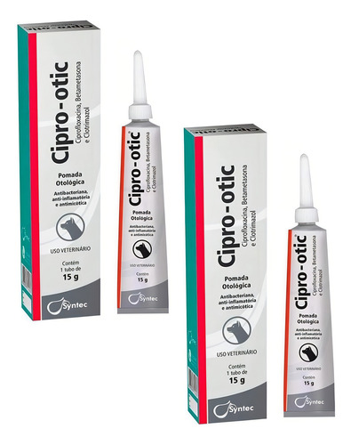 2 pomadas Cipro-otic para el tratamiento inmediato de la otitis de 15 g
