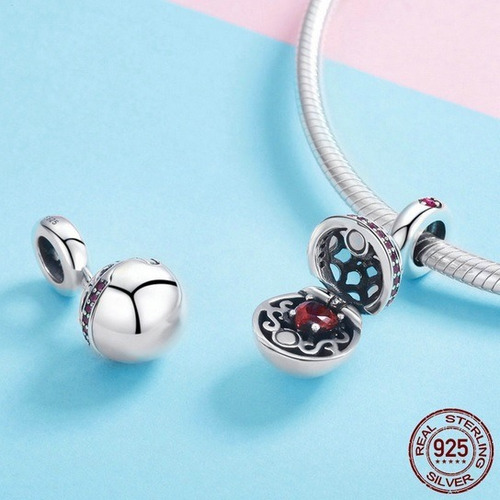 Imagen 2 de 6 de Charm Dije Regalo Rojo Corazón Fabricado En Plata 925