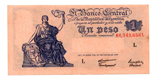 Billete 1 Peso Del Progreso, Bottero 1835, Año 1948 Exc 